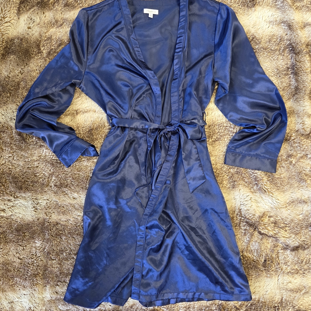 Silky Blue Satin Style Robe S Lightweight Loungewear | Bridal Sleepwear Luxury